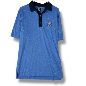 Footjoy Polo Shirt Mens M Medium Blue Polka Dot Short Sleeve Rocky River Golf